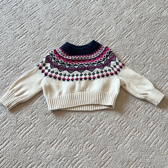 Gap baby girl heart fairisle cream sweater - Picture 4 of 8
